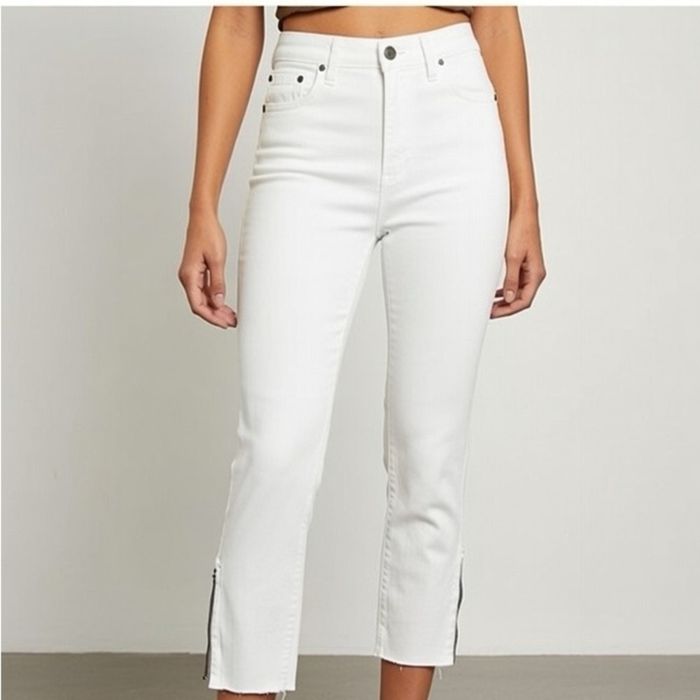 Madewell White High Rise Slim Fit Jeans Crop Ankle Zip Size 26